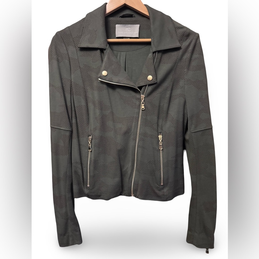 Tart Collections Green Full Zip Blazer Moto Jacket Size M